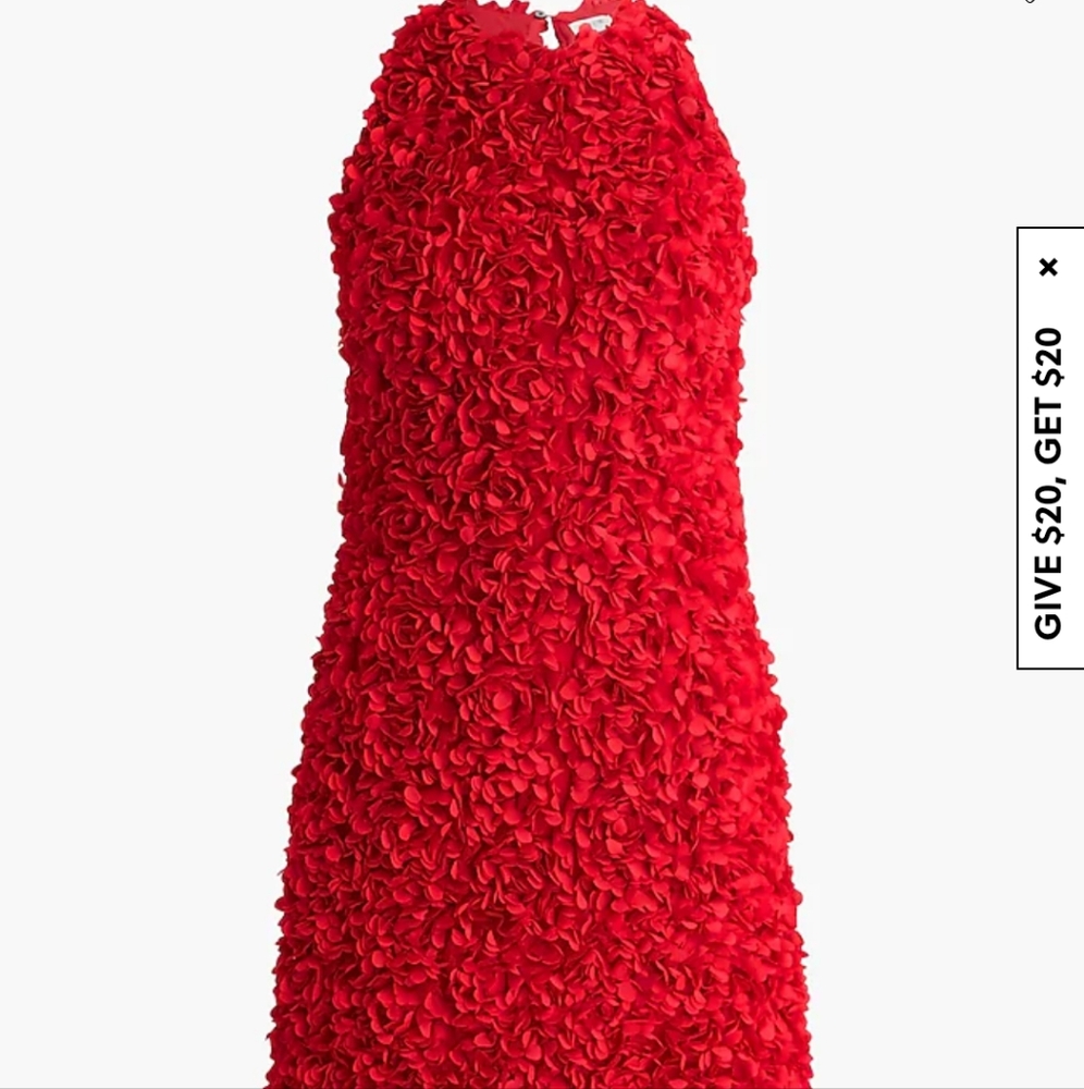 J.Crew Factory Red Flower Petal Textured Dress